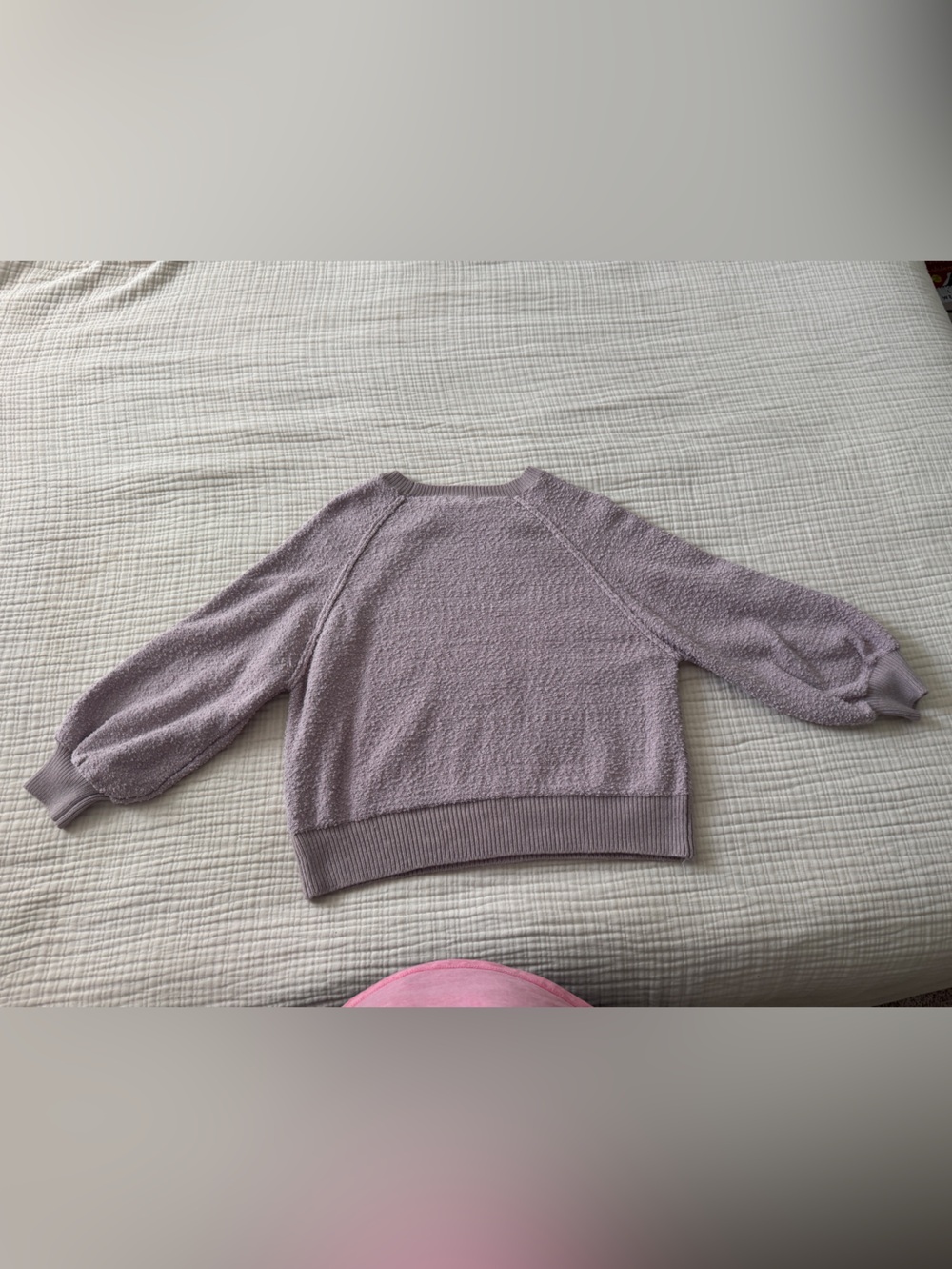 Allison Joy Plush Lavender Crewneck Sweater with Balloon Sleeves